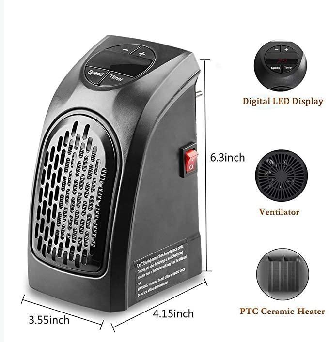 Room Heater Handy Heater for Home, Office, Camper LED Screen 400 Watts Portable Wall Heater Warmer, Mini Blower Heater for Winter